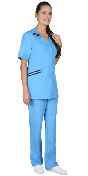 Костюм "Женева" женский: куртка, брюки светло-голубой с тёмно-синим