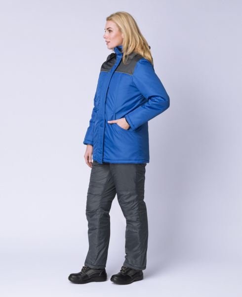 Куртка зимняя женская Сакрин (Дюспо), васильковый/темно-серый