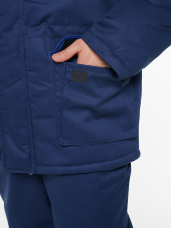 Куртка мужская зимняя Кур703 ткань Твил, цвет темно-синий с васильковым