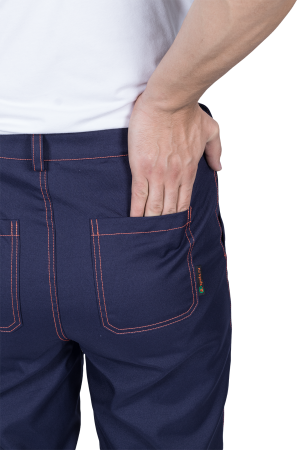 Костюм ХИМОС противокислотный, куртка, брюки, берет, темно-синий/оранжевый