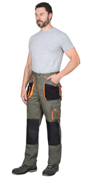 Брюки "МАНХЕТТЕН" оливковый с оранжевым и черным 