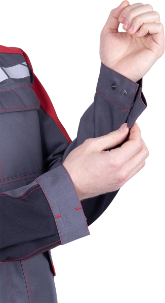 Куртка ХАЙ-ТЕК SAFETY летняя серый-чёрный-красн., Томбой, пл. 245 г/м², КУР 1600