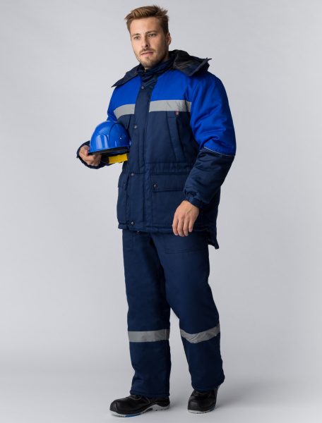 Костюм зимний Сибер СОП (Балтекс, 210) п/к, темно-синий/васильковый (ЧЗ)