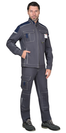 Куртка "ДЖЕТ" короткая, т.серая с синим ТА (ЧЗ)