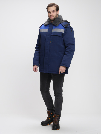 Куртка зимняя Бригада NEW (тк.Смесовая,210), т.синий/васильковый (ЧЗ)