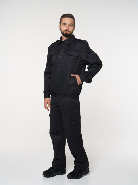 Костюм рабочий мужской №106 (куртка, брюки) черный, ткань Твил