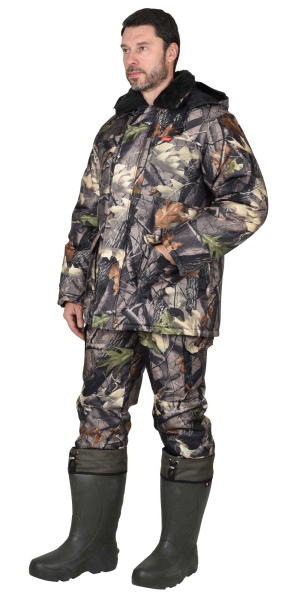 Костюм "РЫБОЛОВ" зимний: куртка, п/комб. КМФ "Темный лес"
