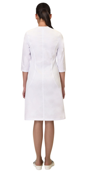 Халат "СТЕЛЛА" женский белый с трикотажной вставкой (ЧЗ)