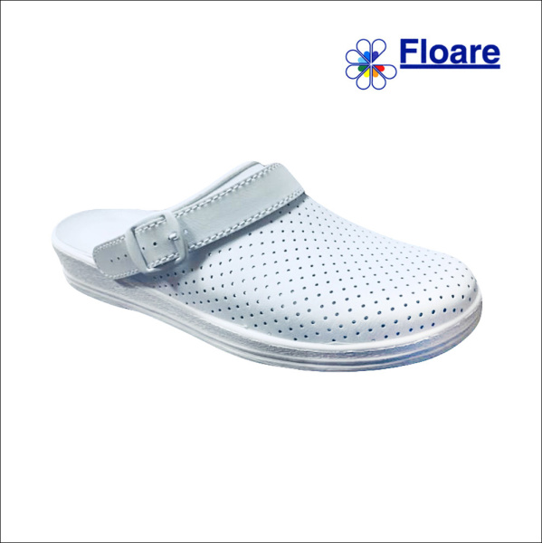 Сабо РАЯ, белые, кожа, ПВХ с ремешком, арт.74070108  Молдшуз