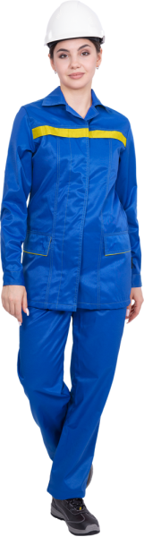 Костюм ПРЕМЬЕРА ЛЮКС летний, женский, куртка/брюки, василёк
