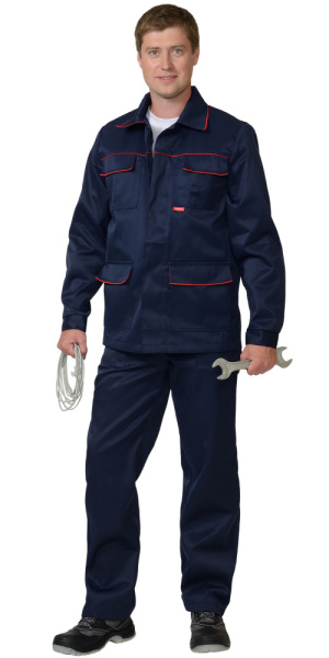 Костюм "ПРОФЕССИОНАЛ": куртка, п/комб. синий с красным кантом (распродажа) (ЧЗ)