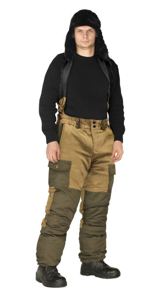 Костюм зимний "ГОРКА" куртка/брюки, цвет: св.хаки/т.хаки, ткань: Полибрезент/Полибрезент (ЧЗ)