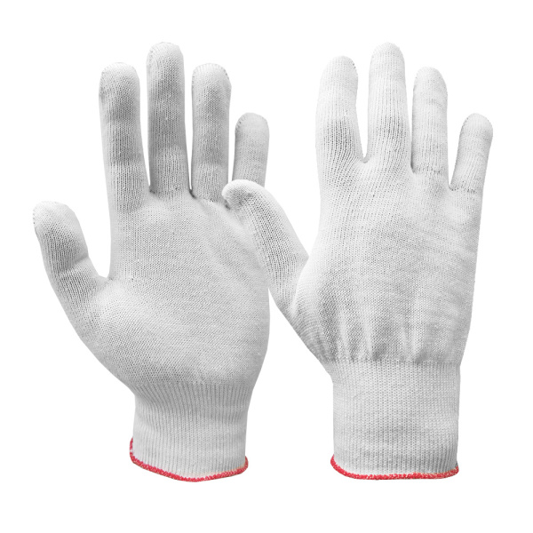 Рабочие х/б перчатки, тонкие, без ПВХ, белые, 13 класс