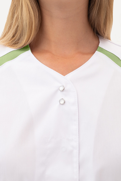 Халат МИРАЖ белый/зеленый тк. Оптима Хал 857  (ЧЗ)