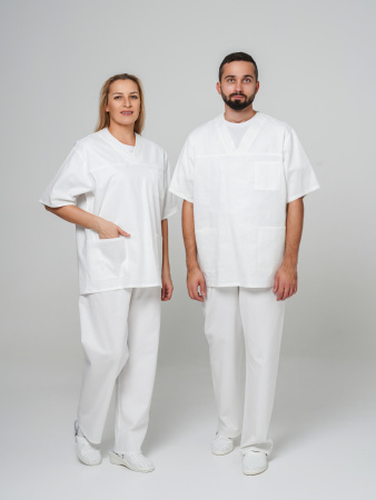 Брюки рабочие универсальная №104 белые, ткань ТИСИ