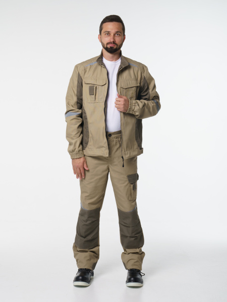 Куртка рабочая мужская №116 цвет бежевый, хаки,  ткань Канвас