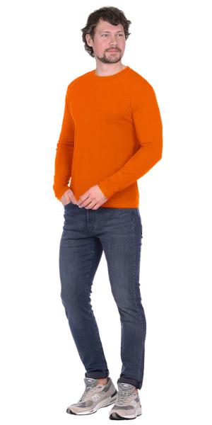 Футболка длинные рукава оранжевая 160г/м2, (М-63)