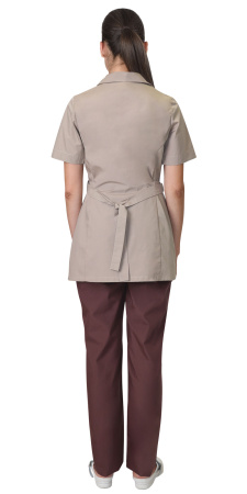 Костюм "ЛИРА" женский: блуза, брюки бежевый с шоколадным (ЧЗ)