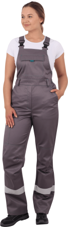 Костюм ГАЛАКТИКА летний, серый-бирюза, женский (Куртка+полукомбинезон) Кос 501 (ЧЗ)