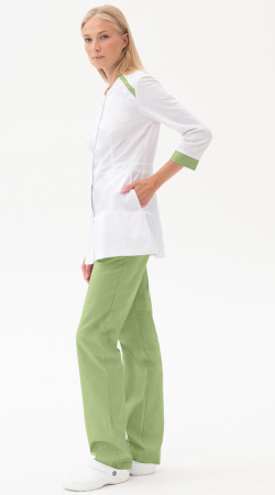 Костюм МИРАЖ белый/зеленый тк. Оптима Кос 741 (ЧЗ)