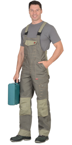 Полукомбинезон "Вест-Ворк" т.оливковый со св.оливковым (ЧЗ)